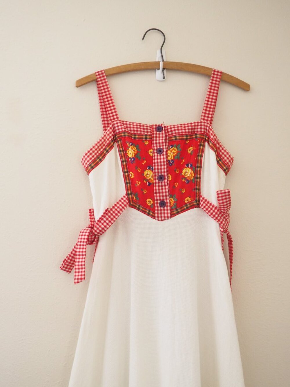 Vintage RARE Gunne Sax Floral Gingham Sleeveless Maxi Prairie Dress sz 11 - Picture 2 of 10